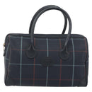 BURBERRY Mini Boston Bag PVC Navy Gold Auth mr2850-2