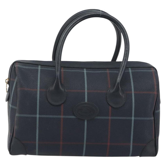 BURBERRY Mini Boston Bag PVC Navy Gold Auth mr2850