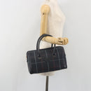 BURBERRY Mini Boston Bag PVC Navy Gold Auth mr2850-24