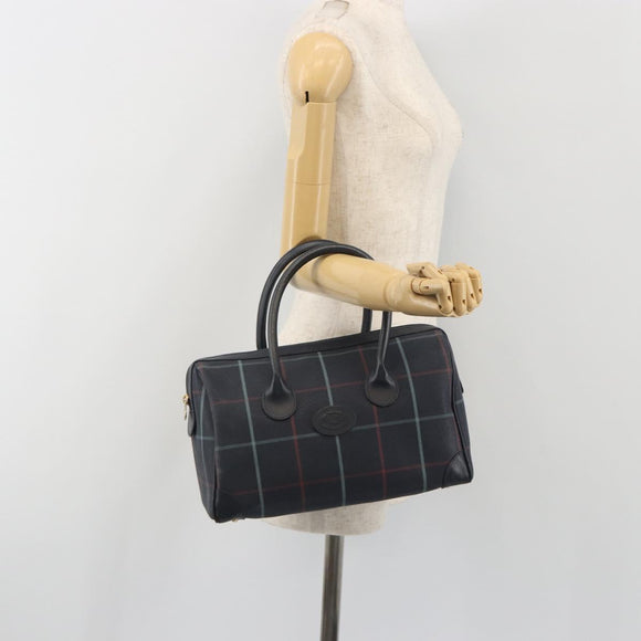 BURBERRY Mini Boston Bag PVC Navy Gold Auth mr2850
