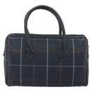 BURBERRY Mini Boston Bag PVC Navy Gold Auth mr2850-3