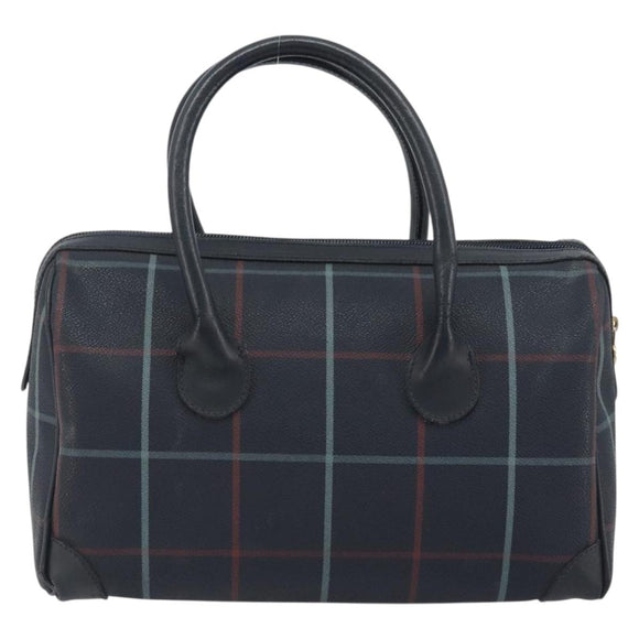BURBERRY Mini Boston Bag PVC Navy Gold Auth mr2850