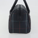 BURBERRY Mini Boston Bag PVC Navy Gold Auth mr2850-4