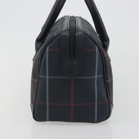 BURBERRY Mini Boston Bag PVC Navy Gold Auth mr2850