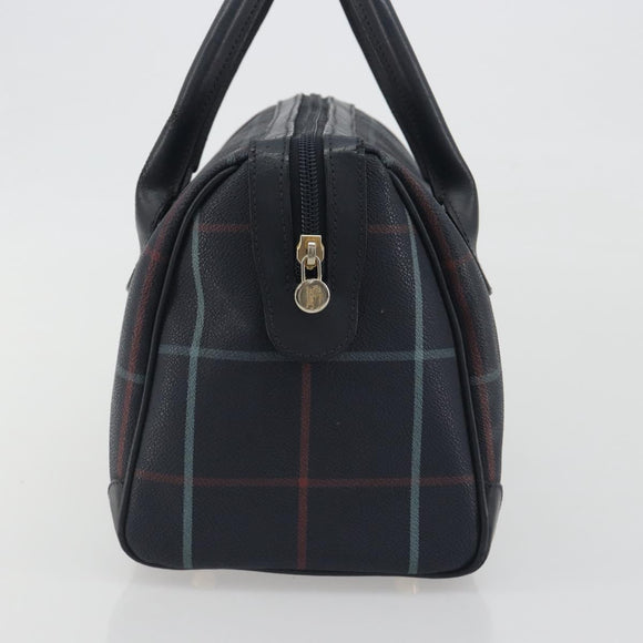 BURBERRY Mini Boston Bag PVC Navy Gold Auth mr2850