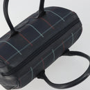 BURBERRY Mini Boston Bag PVC Navy Gold Auth mr2850-6