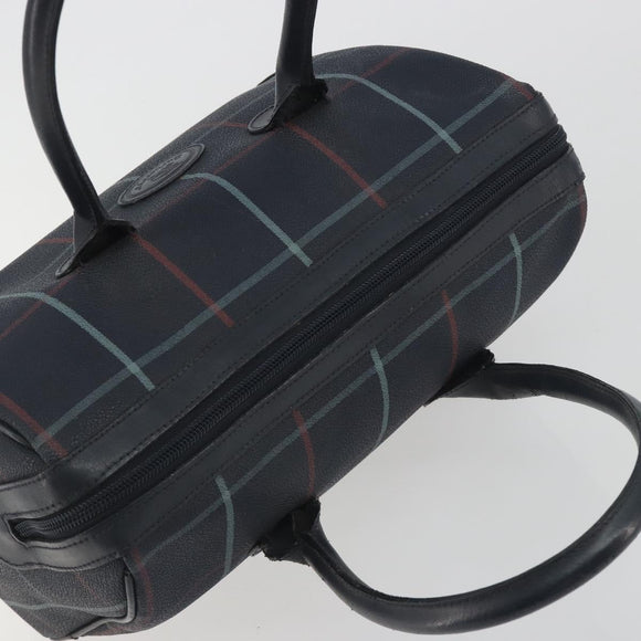 BURBERRY Mini Boston Bag PVC Navy Gold Auth mr2850
