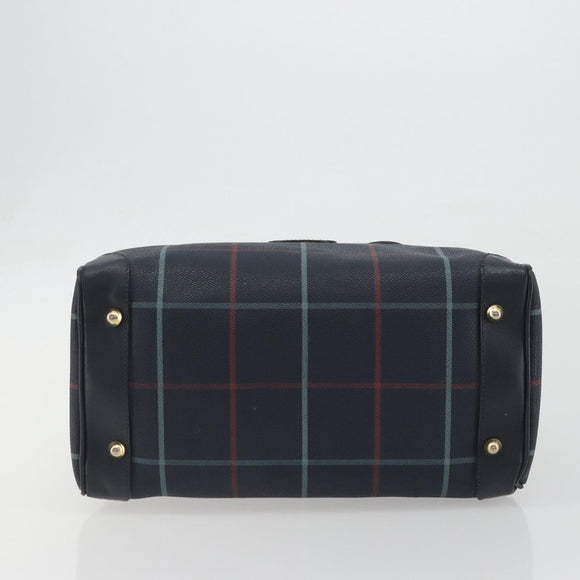 BURBERRY Mini Boston Bag PVC Navy Gold Auth mr2850