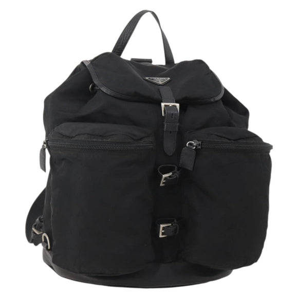 PRADA Backpack Nylon Black Silver Auth mr2851