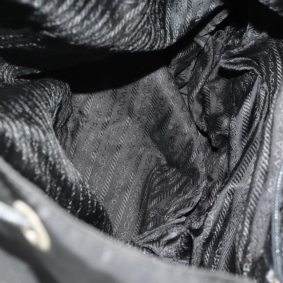 PRADA Backpack Nylon Black Silver Auth mr2851
