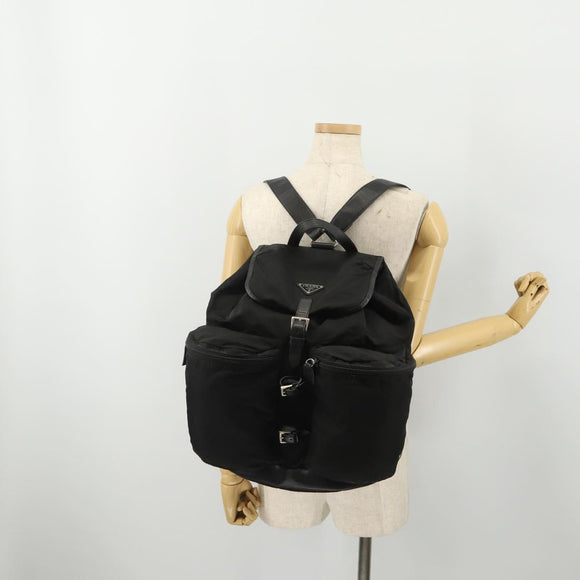 PRADA Backpack Nylon Black Silver Auth mr2851