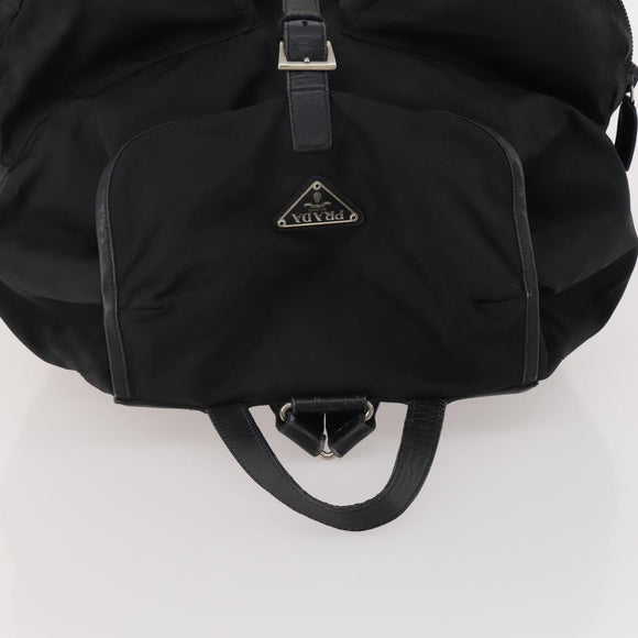 PRADA Backpack Nylon Black Silver Auth mr2851