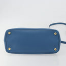 PRADA Shoulder Bag Safiano Leather 2way Blue Gold Auth mr2852V-11