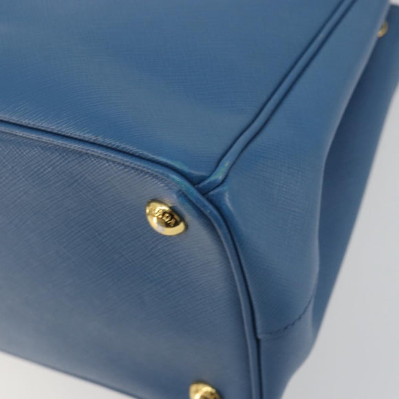 PRADA Shoulder Bag Safiano Leather 2way Blue Gold Auth mr2852V