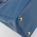 PRADA Shoulder Bag Safiano Leather 2way Blue Gold Auth mr2852V-13