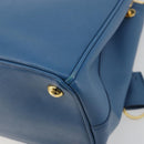 PRADA Shoulder Bag Safiano Leather 2way Blue Gold Auth mr2852V-14
