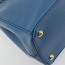 PRADA Shoulder Bag Safiano Leather 2way Blue Gold Auth mr2852V-15
