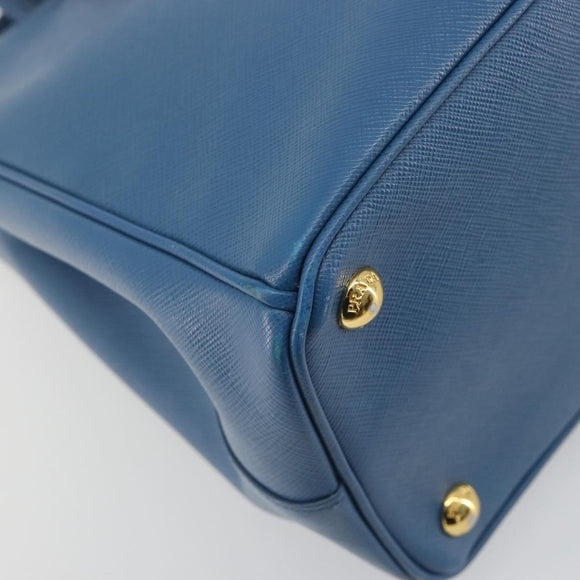 PRADA Shoulder Bag Safiano Leather 2way Blue Gold Auth mr2852V