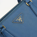 PRADA Shoulder Bag Safiano Leather 2way Blue Gold Auth mr2852V-17