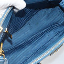 PRADA Shoulder Bag Safiano Leather 2way Blue Gold Auth mr2852V-19