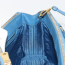 PRADA Shoulder Bag Safiano Leather 2way Blue Gold Auth mr2852V-20
