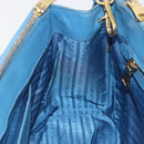 PRADA Shoulder Bag Safiano Leather 2way Blue Gold Auth mr2852V-21