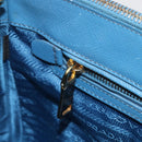 PRADA Shoulder Bag Safiano Leather 2way Blue Gold Auth mr2852V-22