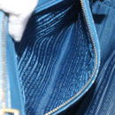 PRADA Shoulder Bag Safiano Leather 2way Blue Gold Auth mr2852V-23