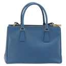 PRADA Shoulder Bag Safiano Leather 2way Blue Gold Auth mr2852V-3