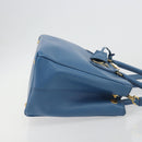 PRADA Shoulder Bag Safiano Leather 2way Blue Gold Auth mr2852V-4