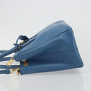 PRADA Shoulder Bag Safiano Leather 2way Blue Gold Auth mr2852V-5