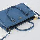 PRADA Shoulder Bag Safiano Leather 2way Blue Gold Auth mr2852V-6