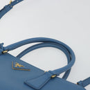 PRADA Shoulder Bag Safiano Leather 2way Blue Gold Auth mr2852V-8