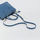 PRADA Shoulder Bag Safiano Leather 2way Blue Gold Auth mr2852V-9