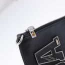 PRADA Clutch Bag Safiano Leather Black Silver Auth mr2853-12