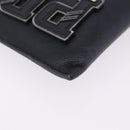 PRADA Clutch Bag Safiano Leather Black Silver Auth mr2853-8