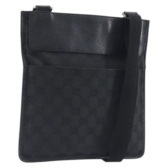 GUCCI GG Canvas Shoulder Bag Black Silver 27639 Auth mr2854