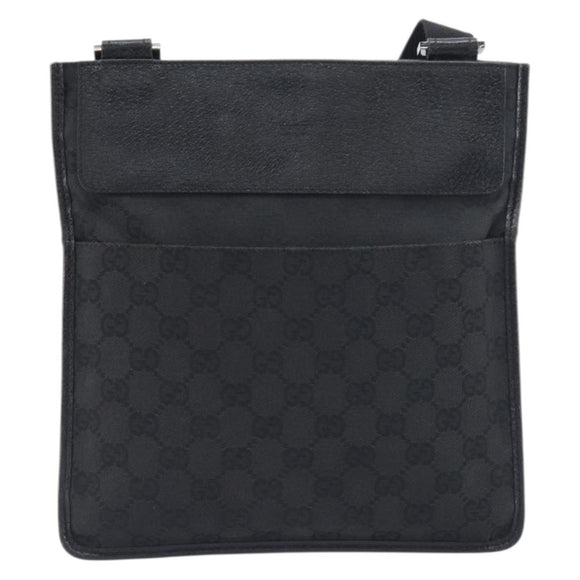 GUCCI GG Canvas Shoulder Bag Black Silver 27639 Auth mr2854