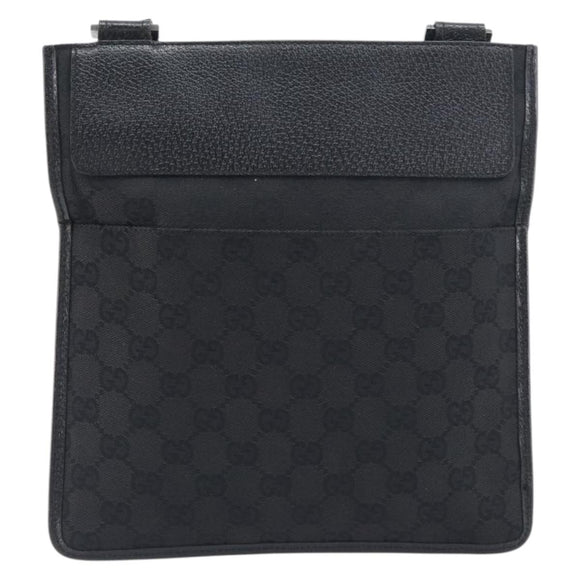GUCCI GG Canvas Shoulder Bag Black Silver 27639 Auth mr2854