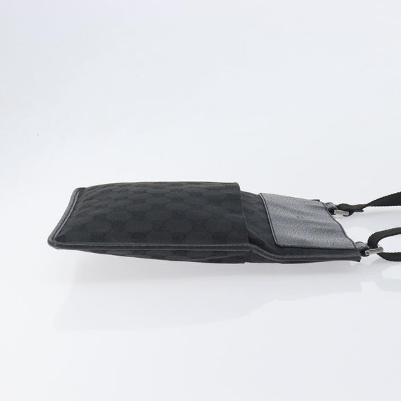 GUCCI GG Canvas Shoulder Bag Black Silver 27639 Auth mr2854