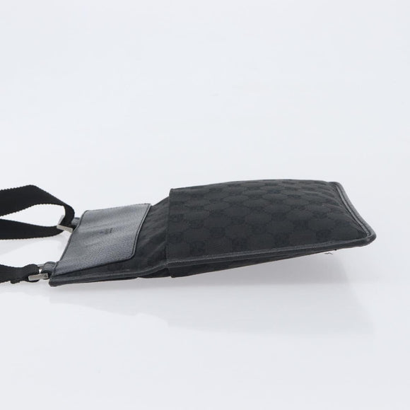 GUCCI GG Canvas Shoulder Bag Black Silver 27639 Auth mr2854