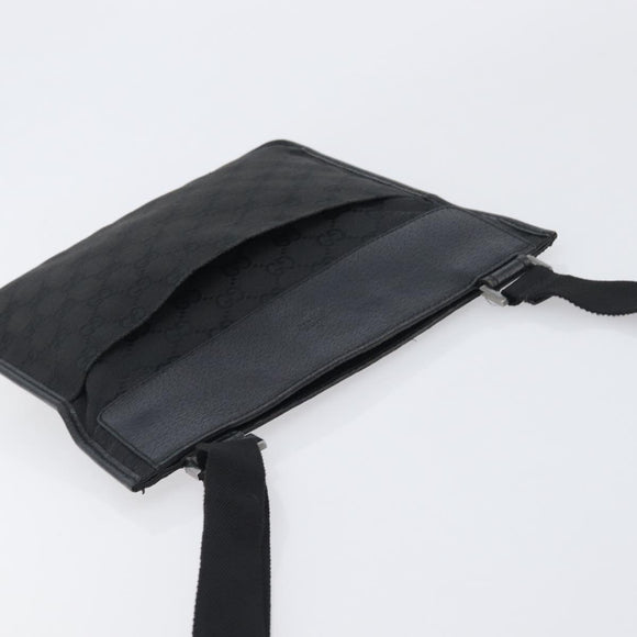 GUCCI GG Canvas Shoulder Bag Black Silver 27639 Auth mr2854