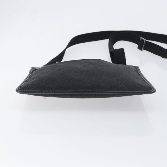 GUCCI GG Canvas Shoulder Bag Black Silver 27639 Auth mr2854