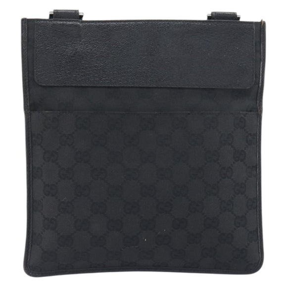 GUCCI GG Canvas Shoulder Bag Black Silver 27639 Auth mr2857
