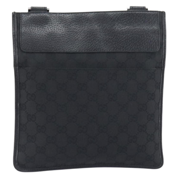 GUCCI GG Canvas Shoulder Bag Black Silver 27639 Auth mr2857