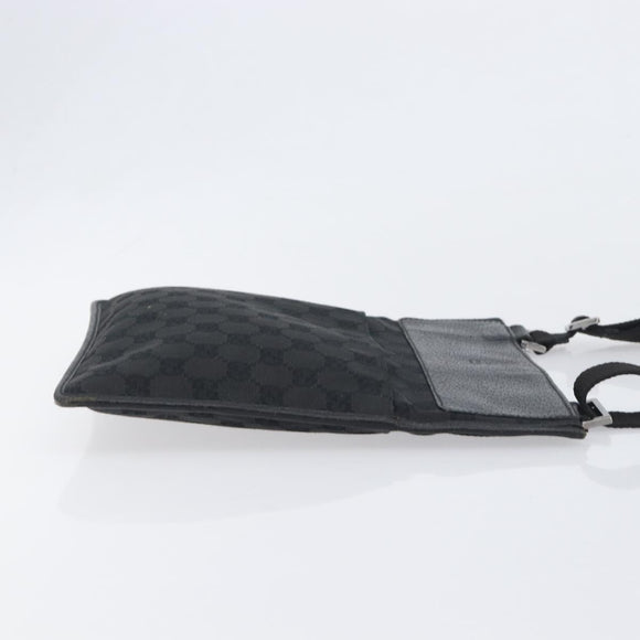 GUCCI GG Canvas Shoulder Bag Black Silver 27639 Auth mr2857