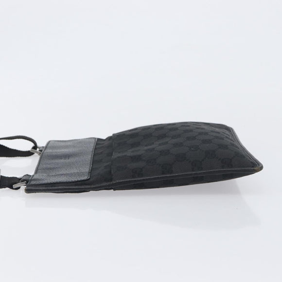 GUCCI GG Canvas Shoulder Bag Black Silver 27639 Auth mr2857