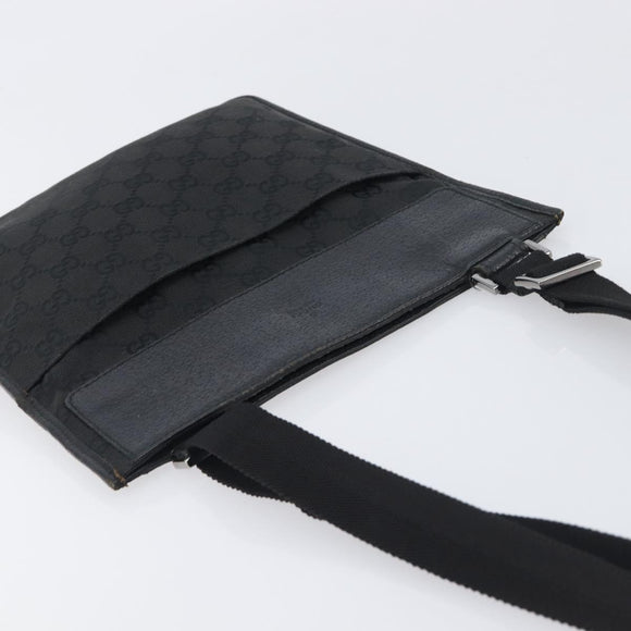 GUCCI GG Canvas Shoulder Bag Black Silver 27639 Auth mr2857