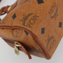 MCM Logogram Vicetos Mini Boston Bag PVC Leather Brown Gold Auth mr2858-14