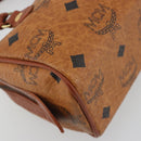 MCM Logogram Vicetos Mini Boston Bag PVC Leather Brown Gold Auth mr2858-16